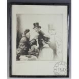 Salmon Van Abbe - Dutch (1883-1955), Etching, Gentleman receiving a buttonhole, Signed,