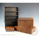 A selection of 19th century and later boxes to include a Victorian golden oak rectangular box and