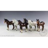 Six Beswick Shire foals (small), model number 1053, designed by Arthur Gredington,