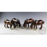 Four Beswick Grazing Shires, model number 1050, designed by Arthur Gredington, brown gloss,