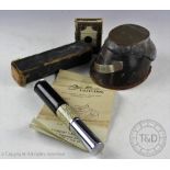 A Victorian horses hoof mounted inkwell, with plaque titled 'Shannon', with liner, 9cm high,