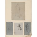 GIUSEPPE CARTA (Palermo 1809 - 1889) QUATTRO DISEGNI a matita su carta "Studi di personaggi".