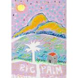 RENZO MESCHIS (Palermo 1945) ACRILICO E TECNICA MISTA su tela "Big Palm - 2008", nel retro