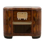 MOBILE BAR deco' con radio in radica di noce. Italia meta' '900 Misure: cm 107 x 48 x h 85