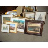 A mixed lot of framed landscapes in various mediums icluding, 'Robin Hood's Bay' after Winston