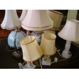 Six assorted modern table lamps, all a/f.