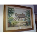 Peggy Bond 'Valley Farm, Flatford'. A watercolour depicting a farm cottage, f/g. 44 x 32cm.