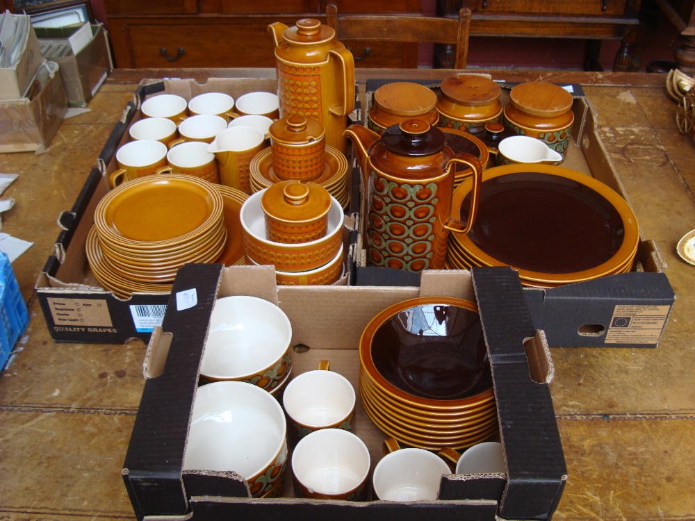 A Hornsea 'Saffron' part coffee/dinner service with pot, jars, plates, cups etc, along with