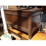 An early 18th Century oak three panel coffer.