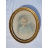 Edith Scannell. A gilt framed pastel portrait of a young boy named 'Hal', signed in lower left oval,