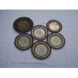 Four pewter plates, each with three indistinct touch marks to bottom, 23cm diameter (1730 visible in