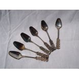 David Anderson white metal Norwegian pickle spoons, approx 66.9g.