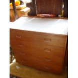 A 1960's teak chest of drawers.