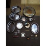 A mixed lot of silver plate to include serving dishes, flatware and a silver square ashtray by