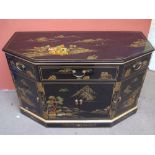 A Chinese lacquer cabinet, with three drawers above three cupboards 122 x 53.5 x 76.5cm high.
