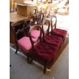 Six assorted Victorian mahogany dining chairs.