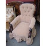 A Victorian mahogany grandfather arm chair.
