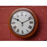 A late 19th/early 20th Century fusee wall clock, the 11.5'' enamelled dial having painted Roman