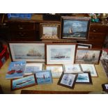 A mixed lot of paintings and prints with a maritime theme, to include an M.G.Pearson signed