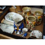 A mixed selection of ceramics to include two Devonmoor Toby jugs (A/F), three H.J.Wood Indian Tree