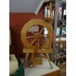 A pine spinning wheel.