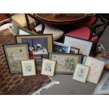 A mixed collection of framed pictures including works by Tom O'Donnell, several Oriental