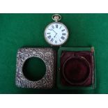 Goliath nickel cased pocket watch with embossed silver fronted case, bearing Swiss Brevete mark