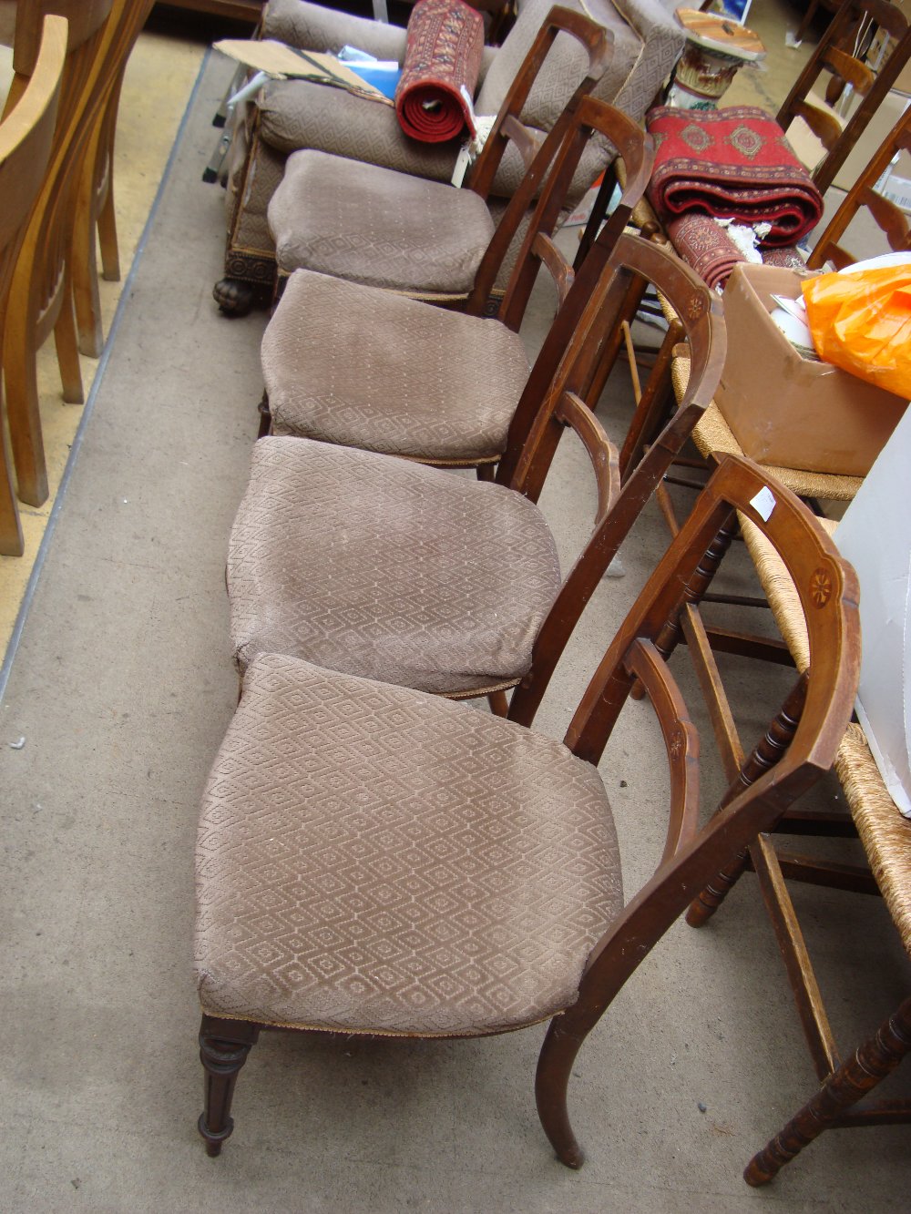 4 Edwardian dining chairs.