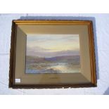 An H.Santer watercolour of sheep grazing on moorland, signed lower right, and on frame. 36.5 x 26.