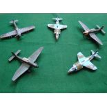 Two Dinky Toys 'Harrier' jump jet planes (model 722), with landing gear mechanism together with a