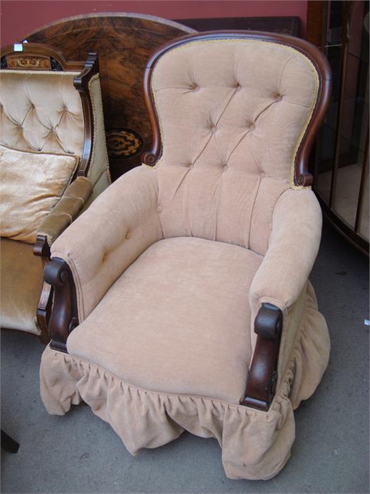 A Victorian mahogany grandfather arm chair.