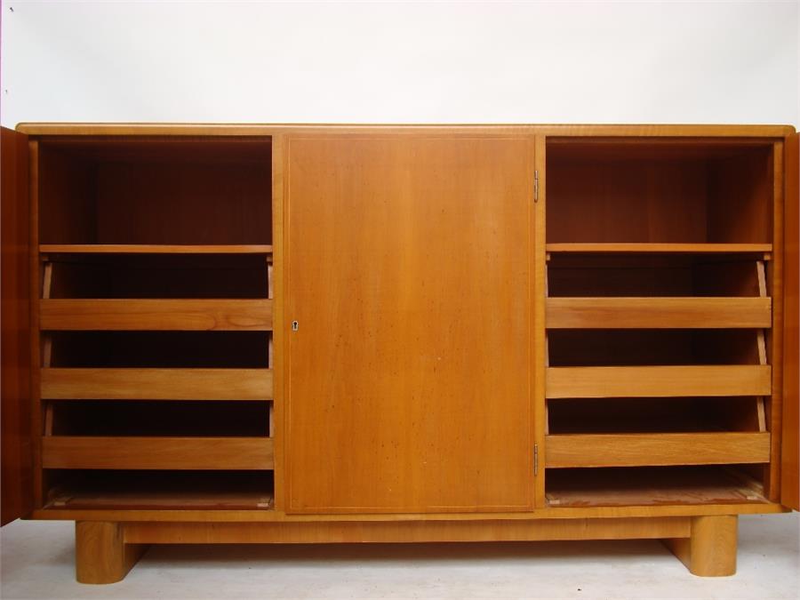 A handmade, mid century cherrywood sideboard unit with shelves and pull out drawers, with key. 178 x - Image 2 of 2