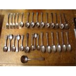 A selection of Georgian and late fiddle pattern and Old English pattern flatware (mostly Mappin &