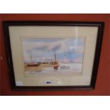 John Lawrence (20th Century British). Coastal scene, watercolour, signed, 27 x 18cm, f/g.