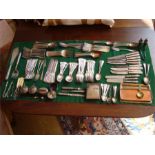 A large quantity of A1 grade silver plated flatware and other plated items including condiments,