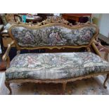A Louis XV style giltwood framed three seater sofa. 161 x 63 x 113cm high (seat back height).