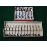 A set of six Oriental silver teaspoons, with carved oval green jadeite plaques to terminals (