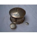 Three silver dressing table containers to include a large jewel box / powder bowl with loaded