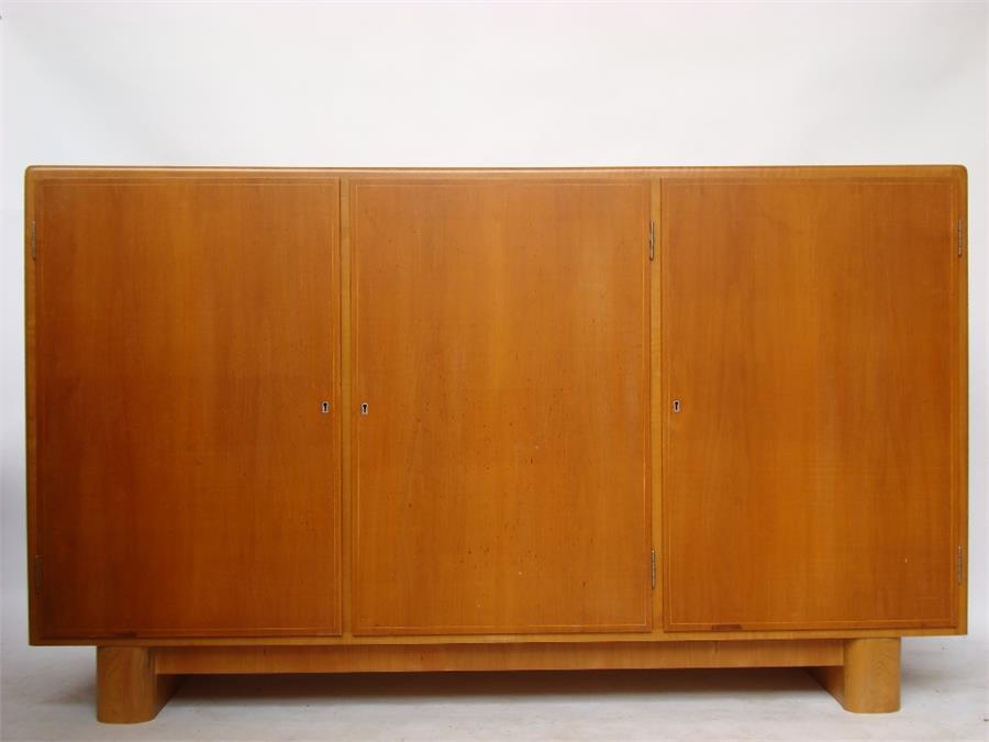A handmade, mid century cherrywood sideboard unit with shelves and pull out drawers, with key. 178 x
