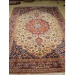 A large patterned rug. 320 x 199cm.