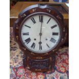 A 19th Century American rosewood and mother of pearl inlaid wall clock, with S Thomas eight day