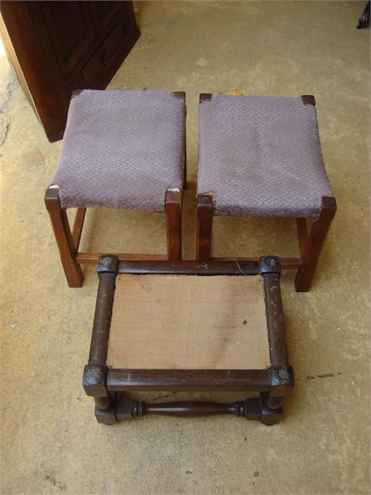 Three oak footstools (3).