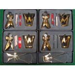 WITHDRAWN.  Georg Jensen.  Four boxed sets of Ribbon & Crown 24 carat gold plated Christmas