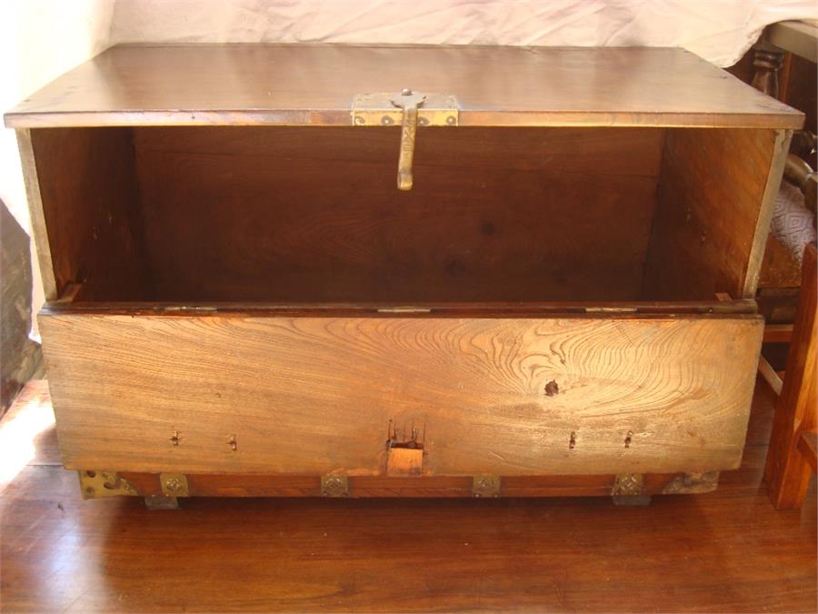 A Korean chest with lift down flat, brass mounts. 77.5 x 38.5 x 52cm high - Image 3 of 3