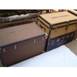 Three vintage travelling trunks, bears name and initialls.