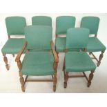 A set of six Edwardian oak dining chairs including