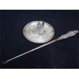 A Mexican silver sombrero, stamped Maciel, Mexico, 925/1000 together with a silver handled hook,