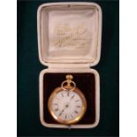 An 18k gold csed Swiss pocket watch, marked 18k with the head of Helvetia (Confederation