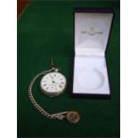 A silver cased pocket watch, with Roman numerals, subsidiary seconds dial, London, P:W numbered