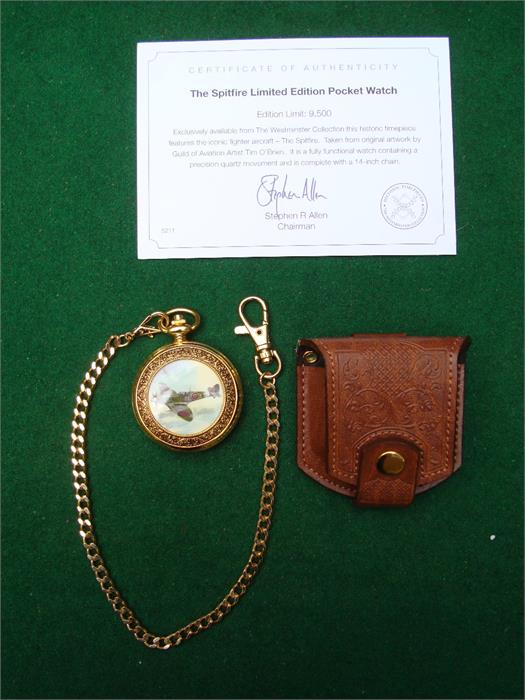 A Spitfire limited edition pocket watch, the dial with enamelled decoration and the case also